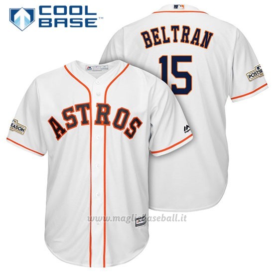 Maglia Baseball Uomo Houston Astros 2017 Postseason Carlos Beltran Bianco Cool Base